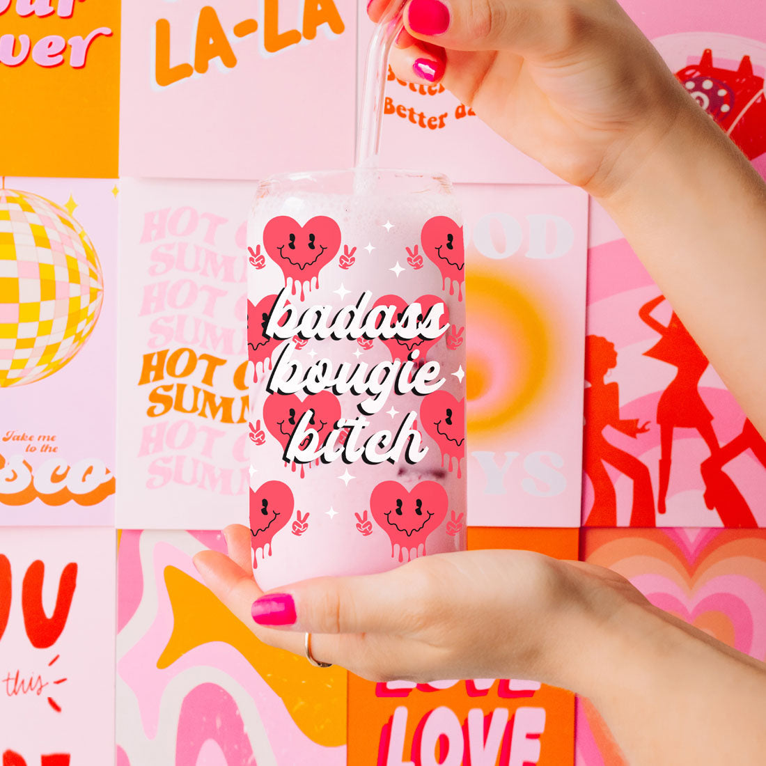 Funny and empowering 20oz glass cup for womenās celebrations.
BFF Valentineās gift with a retro candy heart design.
Boss woman Valentineās Day gift with a touch of humor and style.